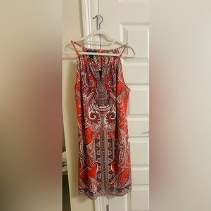 Beaded, orange and white halter dress, by INC size XL.